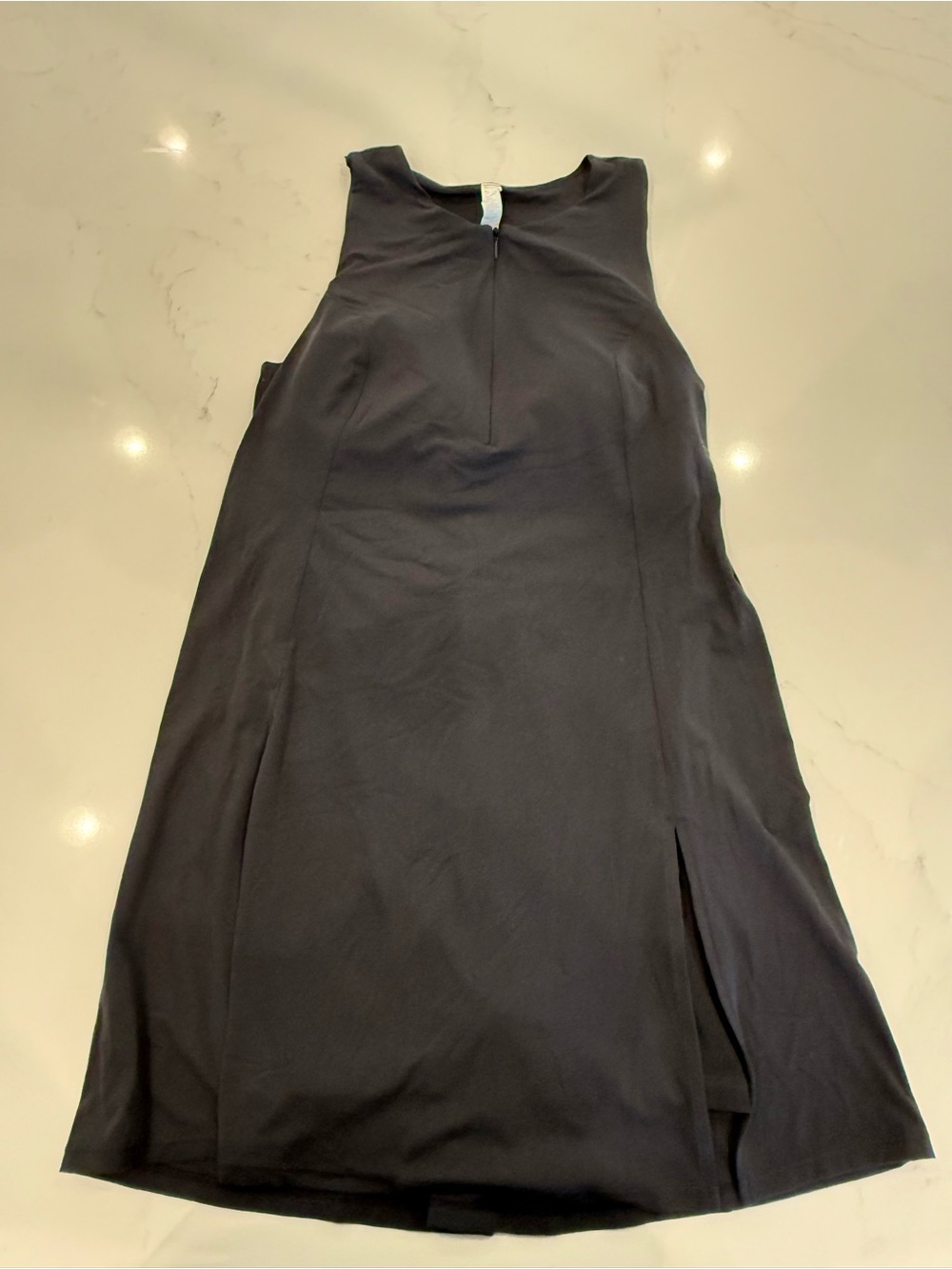 Zella Sleeveless Black Sporty Dress with Side Slit